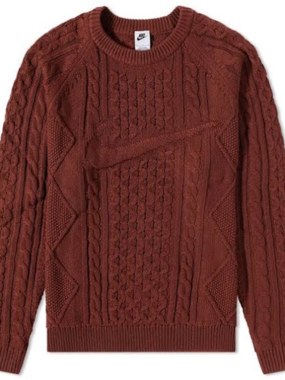 Nike Life Cable Knit Sportswear Sweater in Oxen Brown Mens Small